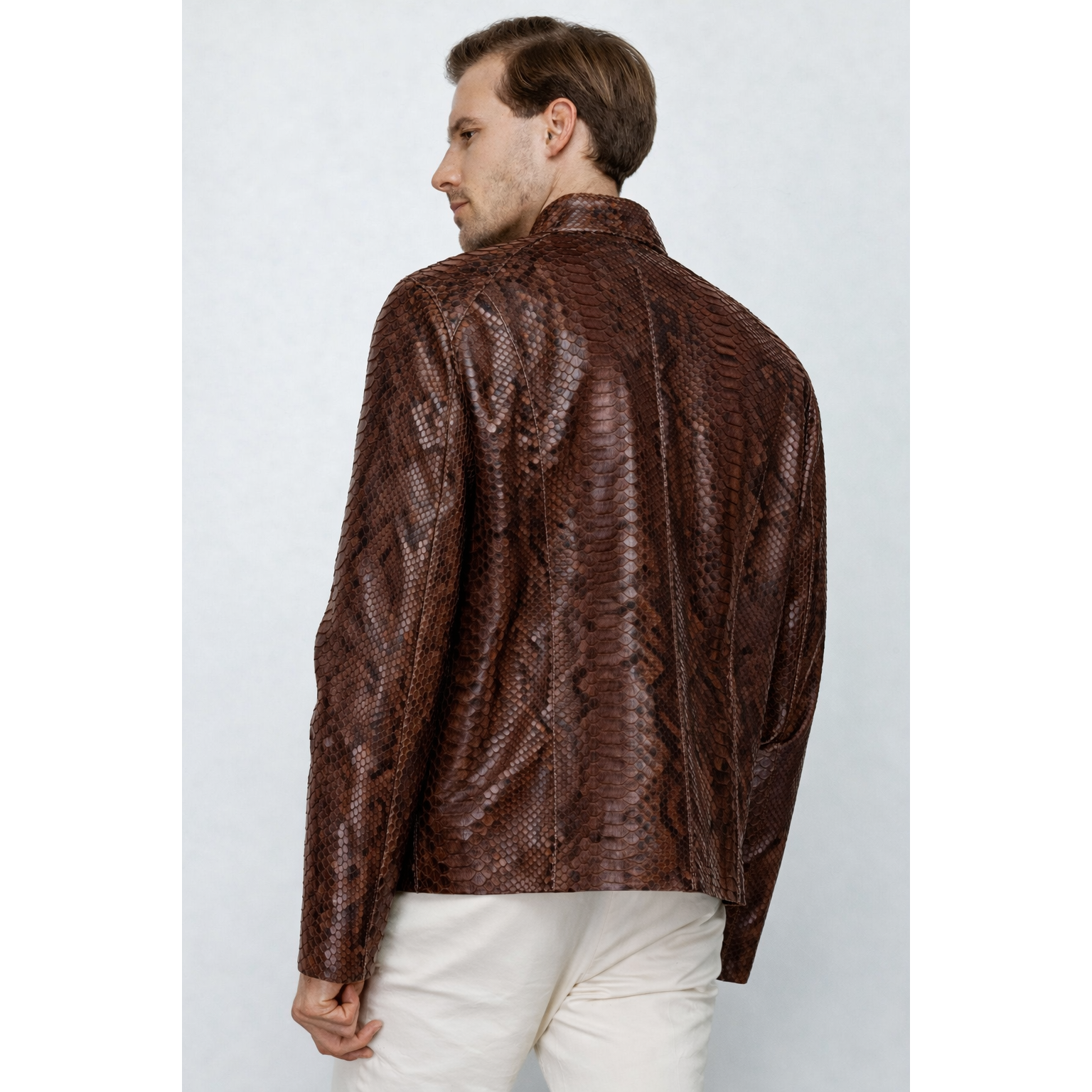The Boss Pythn Dark Brown Leather Men Jacket Exclusive Limited Edition