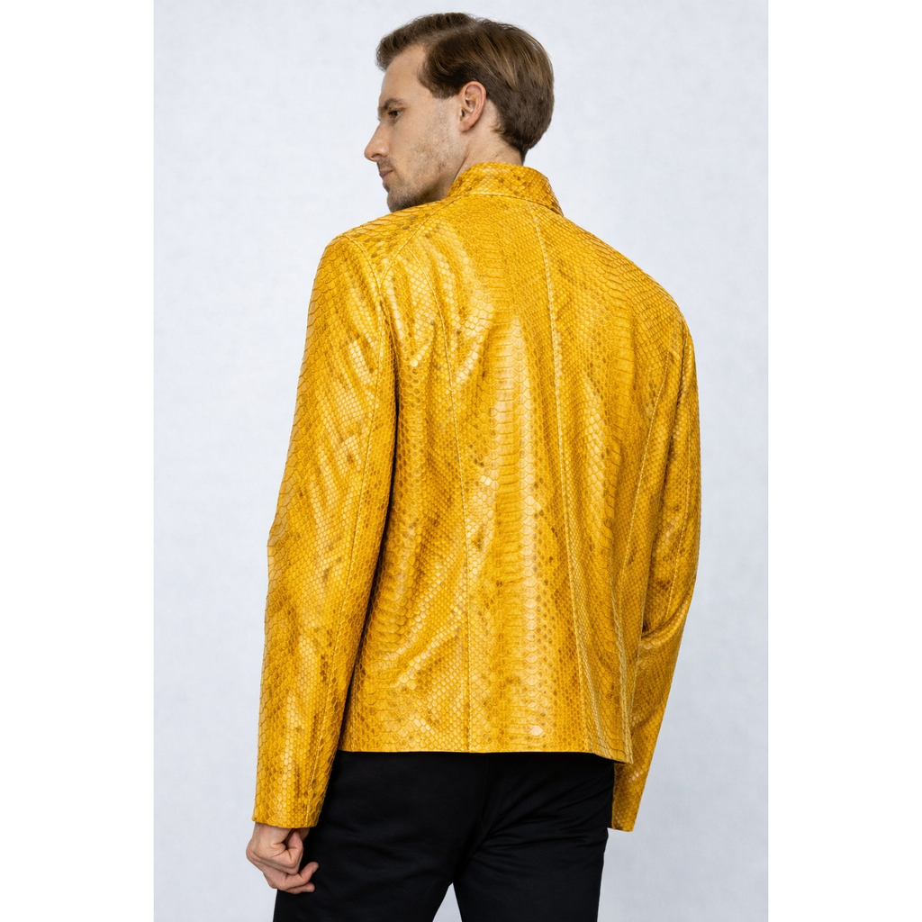 Vinci The-Boss Snake Yellow Leather Men Jacket Exclusive Limited Edition
