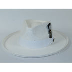 Men's Bruno Capelo Genuine Straw Hat Wide Brim Curl COLONIAL CO581 White