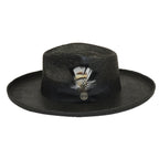 Men's Bruno Capelo Genuine Straw Hat Wide Brim Pencil Curl COLONIAL CO-Black