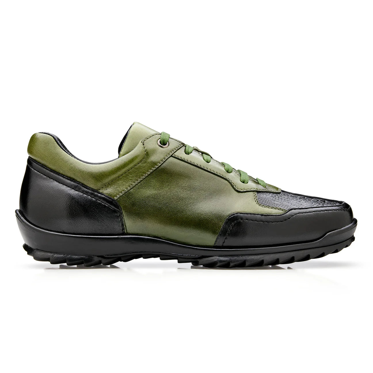 Men's Belvedere Sneakers Corvo Genuine Ostrich/Italian Leather Black/Olive Y36