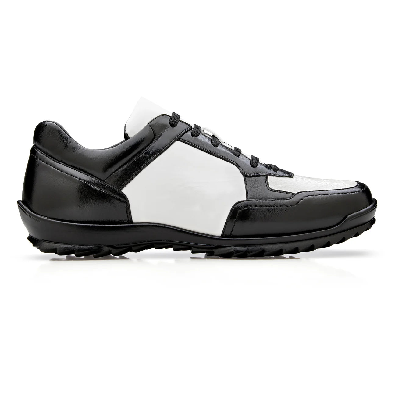 Men's Belvedere Sneakers Corvo Ostrich/Soft Italian Leather Black/White Y36