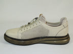Men's Fashion Comfort Sneaker Shoes By Davientte Soft Leather Slip on Lace Feature D3 Cream
