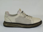 Men's Fashion Comfort Sneaker Shoes By Davientte Soft Leather Slip on Lace Feature D3 Cream