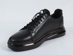 Men's Fashion Comfort Sneaker Shoes By Davientte Soft Leather Slip on Lace Feature D1 Black