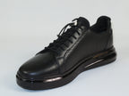 Men's Fashion Comfort Sneaker Shoes By Davientte Soft Leather Slip on Lace Feature D1 Black