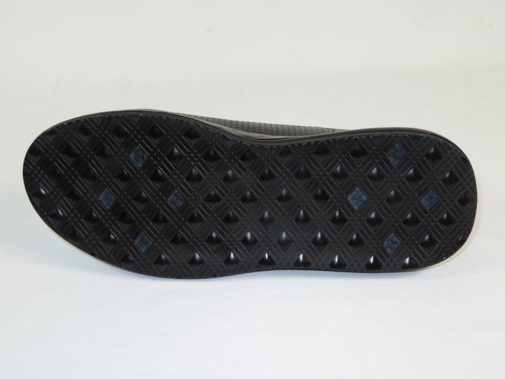 Men's Fashion Comfort Sneaker Shoes By Davientte Soft Leather Slip on Lace Feature D1 Black