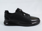 Men's Fashion Comfort Sneaker Shoes By Davientte Soft Leather Slip on Lace Feature D1 Black