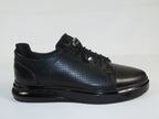 Men's Fashion Comfort Sneaker Shoes By Davientte Soft Leather Slip on Lace Feature D1 Black