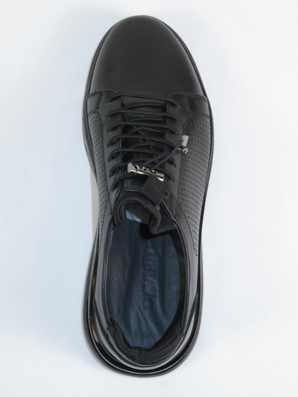 Men's Fashion Comfort Sneaker Shoes By Davientte Soft Leather Slip on Lace Feature D1 Black