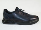 Men's Fashion Comfort Sneaker Shoes By Davientte Soft Leather Slip on Lace Feature D2 Navy
