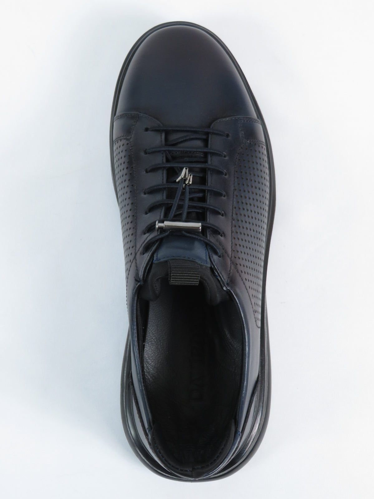 Men's Fashion Comfort Sneaker Shoes By Davientte Soft Leather Slip on Lace Feature D2 Navy
