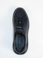 Men's Fashion Comfort Sneaker Shoes By Davientte Soft Leather Slip on Lace Feature D2 Navy