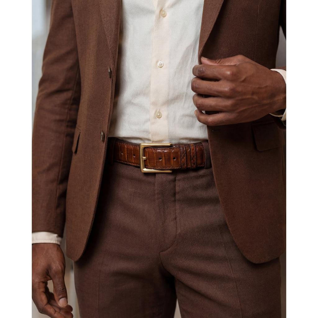 Vinci The Valmont Tan Snake Leather Derby Men Shoe