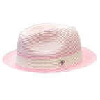 Men's Bently Semi Crushable Fedora Briad Straw Hat Dante DA220 Pink/White