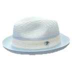 Men's Bently Semi Crushable Fedora Briad Straw Hat Dante DA223 Blue White