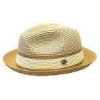 Men's Bently Semi Crushable Fedora Briad Straw Hat Dante DA224 Ivory Cognac