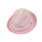 Men's Bently Semi Crushable Fedora Briad Straw Hat Dante DA220 Pink/White