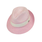 Men's Bently Semi Crushable Fedora Briad Straw Hat Dante DA220 Pink/White