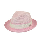 Men's Bently Semi Crushable Fedora Briad Straw Hat Dante DA220 Pink/White