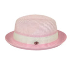 Men's Bently Semi Crushable Fedora Briad Straw Hat Dante DA220 Pink/White