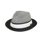 Men's Bently Semi Crushable Fedora Briad Straw Hat Dante DA221 Black White