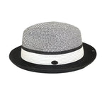 Men's Bently Semi Crushable Fedora Briad Straw Hat Dante DA221 Black White