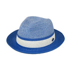 Men's Bently Semi Crushable Fedora Briad Straw Hat Dante DA222 Royal White