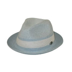 Men's Bently Semi Crushable Fedora Briad Straw Hat Dante DA223 Blue White