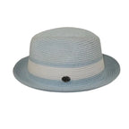 Men's Bently Semi Crushable Fedora Briad Straw Hat Dante DA223 Blue White