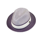 Men's Bently Semi Crushable Fedora Briad Straw Hat Dante DA225 Purple White