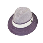 Men's Bently Semi Crushable Fedora Briad Straw Hat Dante DA225 Purple White