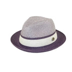 Men's Bently Semi Crushable Fedora Briad Straw Hat Dante DA225 Purple White