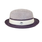 Men's Bently Semi Crushable Fedora Briad Straw Hat Dante DA225 Purple White