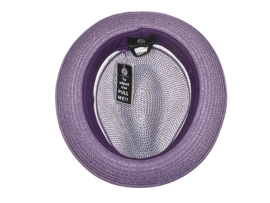 Men's Bently Semi Crushable Fedora Briad Straw Hat Dante DA225 Purple White