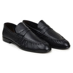 Belvedere Italian Deerskin Shoes Dario Penny Loafer Black