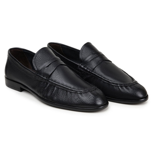 Belvedere Italian Deerskin Shoes Dario Penny Loafer Black