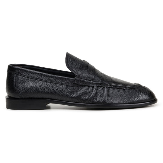 Belvedere Italian Deerskin Shoes Dario Penny Loafer Black