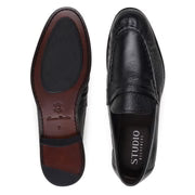 Belvedere Italian Deerskin Shoes Dario Penny Loafer Black