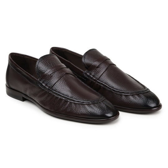 Belvedere Italian Deerskin Shoes Dario Penny Loafer Brown