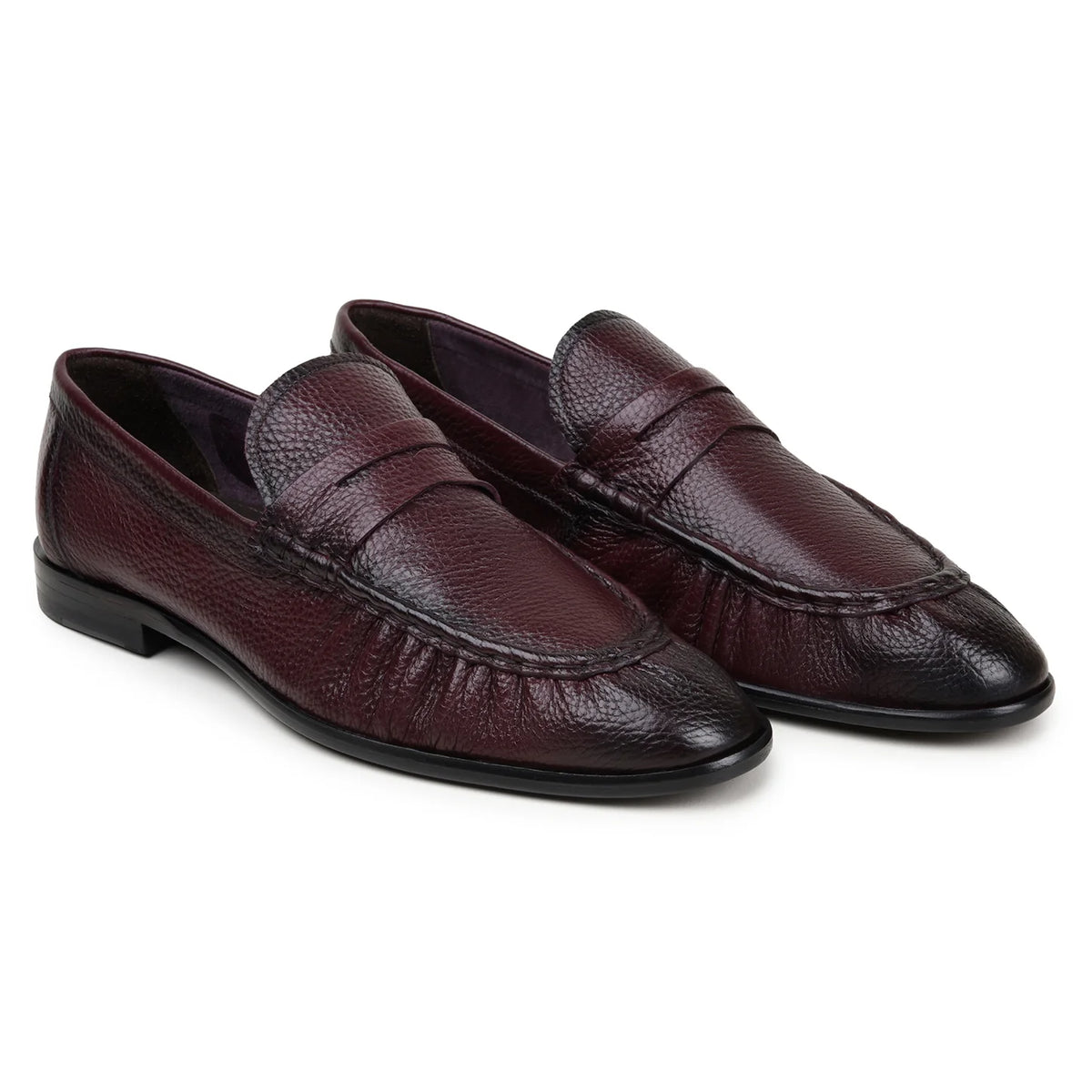 Belvedere Italian Deerskin Shoes Dario Penny Loafer Burgundy