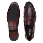 Belvedere Italian Deerskin Shoes Dario Penny Loafer Burgundy