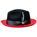 Men BENTLY Hat Australian Wool Fedora Damien Collection DM750 Black/Red