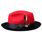 Men BENTLY Hat Australian Wool Fedora Damien Collection DM754 Red/Black