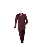 Men Apollo King Double Breasted Suit Classic Peak Lapel Pleated DM29 Burgundy