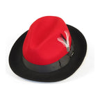 Men BENTLY Hat Australian Wool Fedora Damien Collection DM754 Red/Black