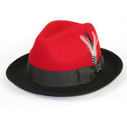 Men BENTLY Hat Australian Wool Fedora Damien Collection DM754 Red/Black