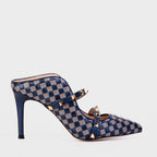 Vinci The Dosso Navy Blue Handwoven Pointy Toe Leather Women Sandal