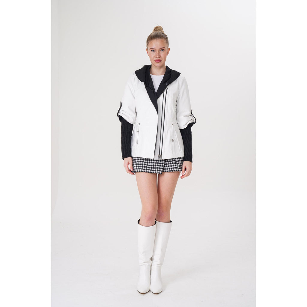 The Hudson White Leather Women Jacket