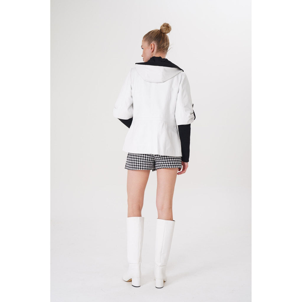 The Hudson White Leather Women Jacket